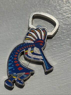 Blue Kokopelli Bottle Opener Keychain - Decorative Kitchen Tool